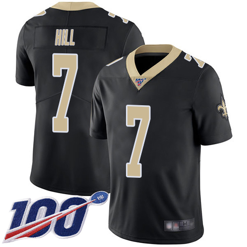 Men New Orleans Saints Limited Black Taysom Hill Home Jersey NFL Football 7 100th Season Vapor Untouchable Jersey